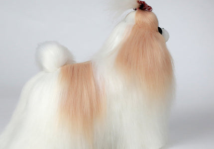 Mr. Jiang Shih Tzu Full Body Hair – Champagne & White Replacement Coat, Small Model Mannequin