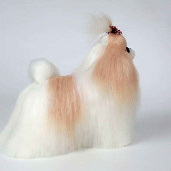 Mr. Jiang Shih Tzu Full Body Hair – Champagne & White Replacement Coat, Small Model Mannequin