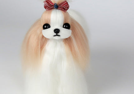Mr. Jiang Shih Tzu Full Body Hair – Champagne & White Replacement Coat, Small Model Mannequin