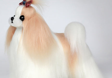 Mr. Jiang Shih Tzu Full Body Hair – Champagne & White Replacement Coat, Small Model Mannequin