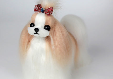 Mr. Jiang Shih Tzu Full Body Hair – Champagne & White Replacement Coat, Small Model Mannequin