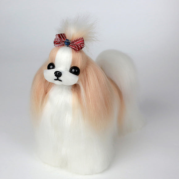 Mr. Jiang Shih Tzu Full Body Hair – Champagne & White Replacement Coat, Small Model Mannequin