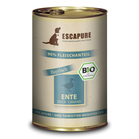 Escapure Ente Bio Organic Wet Dog Food – Duck, Potatoes, Herbs, 400g Can