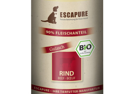 Escapure Rind Bio Organic Wet Dog Food – Beef with Vegetables and Herbs, 400g Can