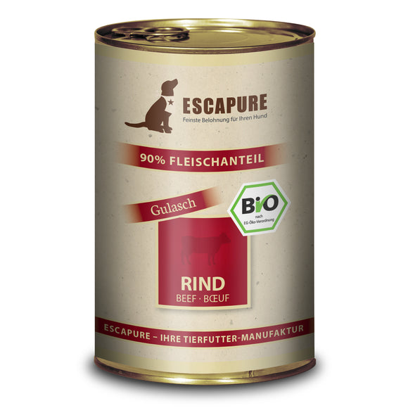Escapure Rind Bio Organic Wet Dog Food – Beef with Vegetables and Herbs, 400g Can