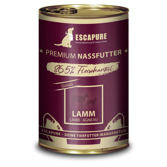 Escapure Gröstl Lamm Wet Dog Food – 86.5% Lamb Meat, High-Protein, 400g Can
