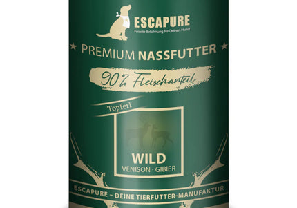 Escapure Topferl Wild Wet Dog Food – Game Meat with Vegetables, 90% Meat, 400g Can