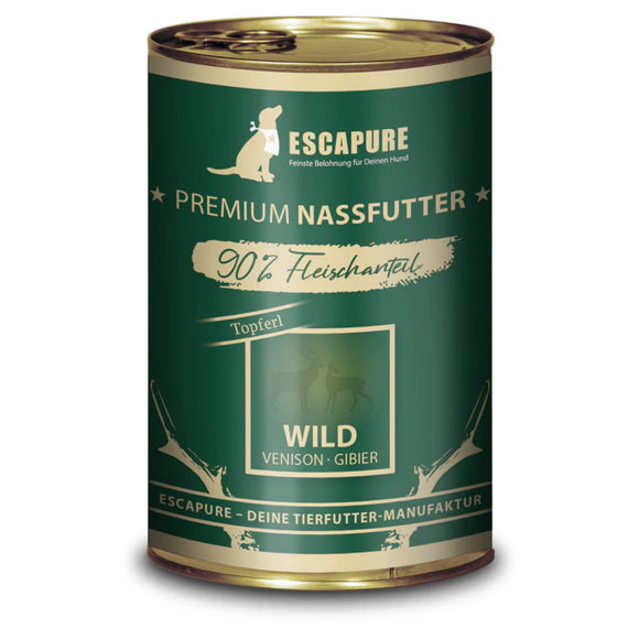 Escapure Topferl Wild Wet Dog Food – Game Meat with Vegetables, 90% Meat, 400g Can