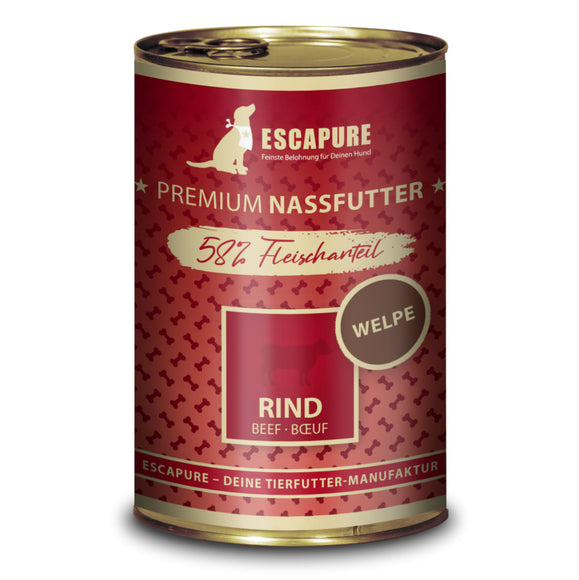 Escapure Puppy Rind Wet Food – Beef with Vegetables and Fruits, 400g Can