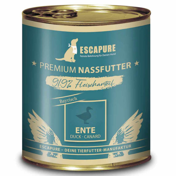 Escapure Bayrisch Ente Wet Dog Food – Duck with Vegetables, 91.9% Meat, 800g Can