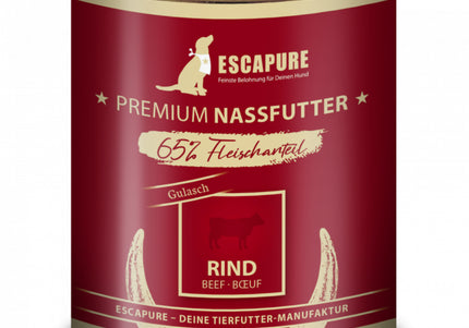 Escapure Gulasch Rind Wet Dog Food – Beef and Vegetable Recipe, 82% Meat, 800g Can