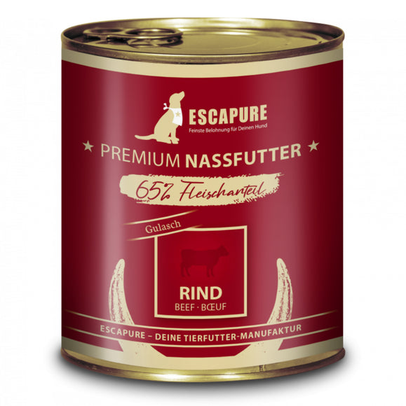 Escapure Gulasch Rind Wet Dog Food – Beef and Vegetable Recipe, 82% Meat, 800g Can