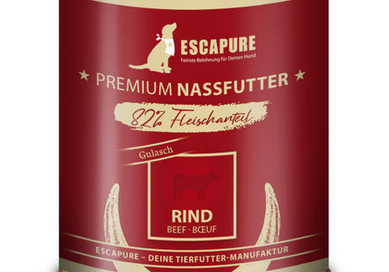 Escapure Gulasch Rind Wet Dog Food – Beef and Vegetable Recipe, 82% Meat, 800g Can