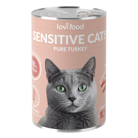 Lovi Food Cat Sensitive Pure Turkey – Hypoallergenic Mono-Protein Wet Food, 400g Can