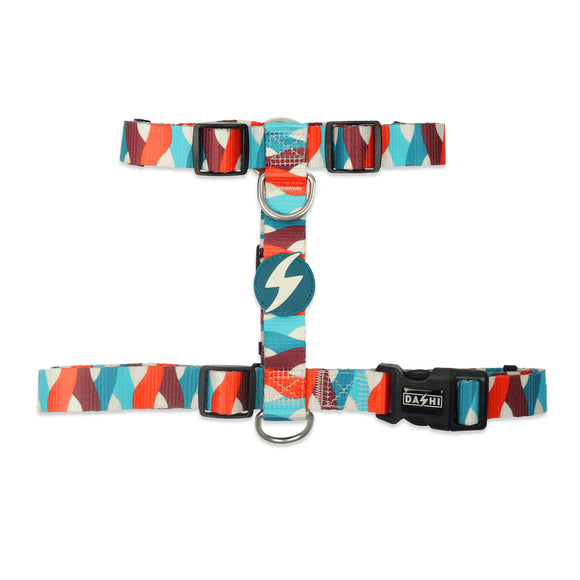 Dashi Mojo Back Harness – Adjustable Guard Harness with Colorful Wave Pattern, XS Size