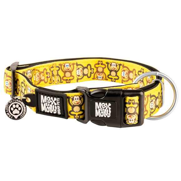 Max&Molly GOTCHA! Smart ID Monkey Maniac Collar – Medium, Durable Nylon with Smart Tag