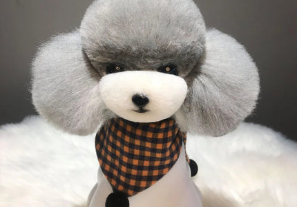 Mr. Jiang Teddy Head Replacement Hair – Gray with White Muzzle, Realistic Texture