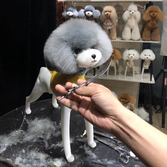 Mr. Jiang Teddy Head Replacement Hair – Gray with White Muzzle, Realistic Texture