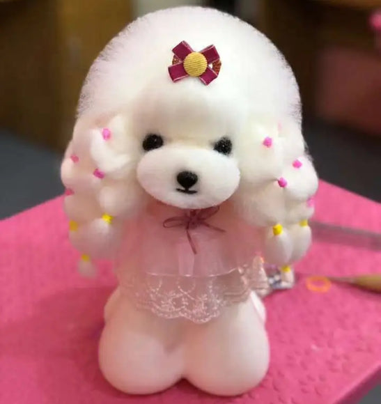 Mr. Jiang Teddy Grooming Head Replacement Hair – Soft White Synthetic Fiber, Natural Look