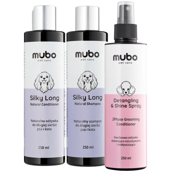 Mubo Silky Long Dog and Cat Shampoo Set