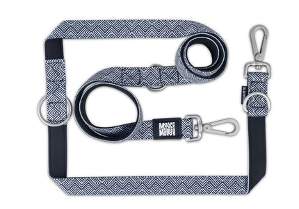 Max&Molly Multi-Leash Mykonos Black – Adjustable 200cm Dog Leash with Greek Pattern, Medium