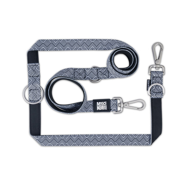 Max&Molly Multi-Leash Mykonos Black – Adjustable 200cm Dog Leash with Greek Pattern, Medium
