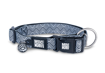 Max&Molly GOTCHA! Smart ID Collar Mykonos Black – Greek Pattern, Medium, Durable Tag Included