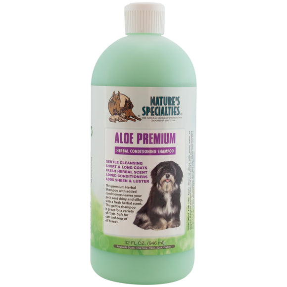 Nature's Specialties Aloe Premium Shampoo – Herbal Aloe Concentrate, 1:16 Dilution, 946ml, Nourishing for Long Coats