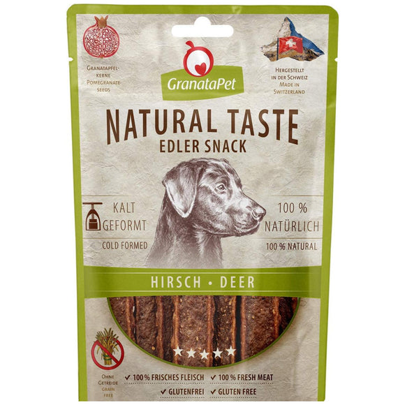 GranataPet Natural Taste Edler Snack Deer Strips – Natural Meat Treats, 90g Pack