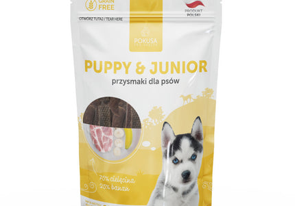 Pokusa Natural Puppy & Junior Treats 60g – Grain-Free Veal and Banana, Gentle Formula