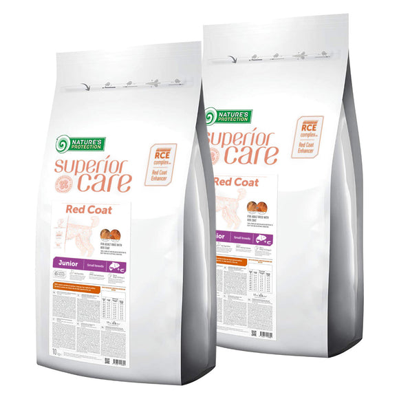 Nature’s Protection Superior Care Red Coat Junior Small Breed Salmon Dog Food – 2 x 10kg, Enriched with Krill