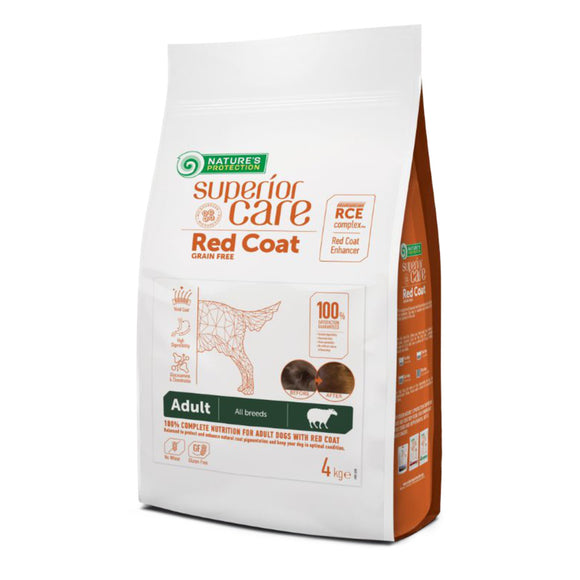 Nature’s Protection Superior Care Red Coat Adult Lamb & Krill Formula – 4kg, Nutrient-Rich Kibble for Vibrant Coats