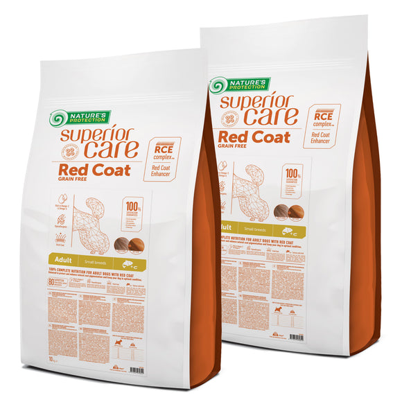 Nature’s Protection Superior Care Red Coat Adult Small Breeds Salmon – Nutrient-Rich Dog Food with Krill, 2x10kg