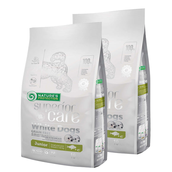 Nature's Protection Superior Care White Dogs Junior White Fish – Small Breed Puppy Food, 2x10kg