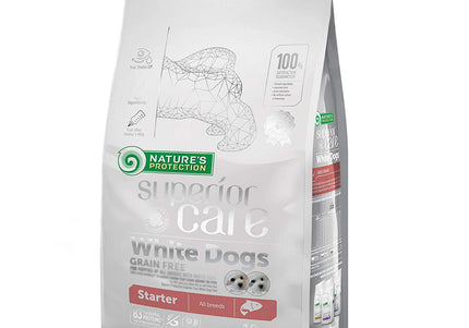 Nature’s Protection Superior Care White Dogs Starter Salmon – Complete Puppy Food, 10kg Bag