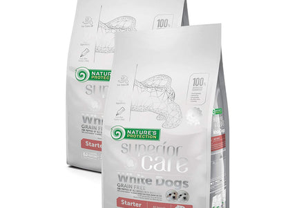Nature’s Protection Superior Care White Dogs Starter Salmon – Complete Puppy Food, 2 x 10kg