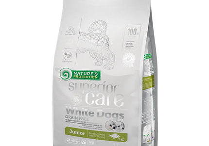 Nature’s Protection Superior Care White Dogs Junior White Fish – Small Breed Puppy Food, 1.5kg