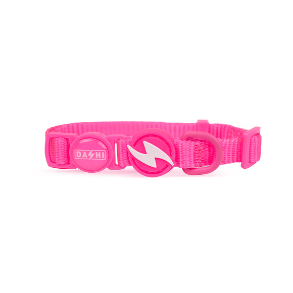 Dashi Neon Pink Cat Collar – Adjustable Nylon Safety Collar with Bright Reflective Finish