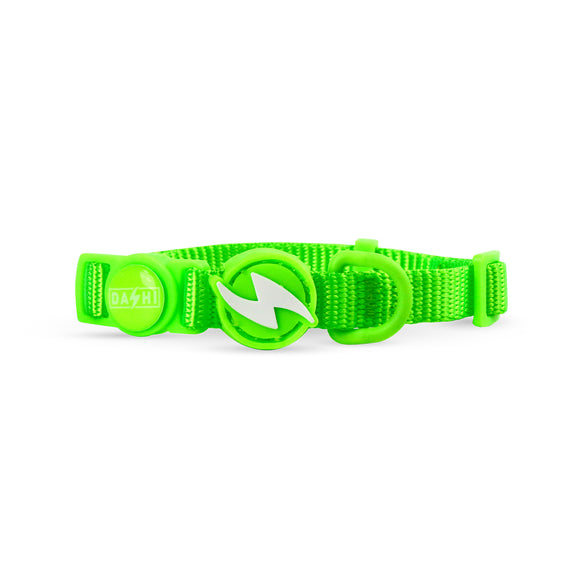 Dashi Neon Green Cat Collar – Adjustable Nylon Design with Secure Buckle, High-Visibility Color