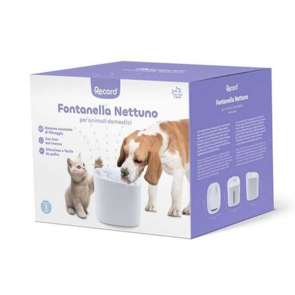 Record Nettuno Fountain 3L – Elegant Pet Water Dispenser with LED Light and Water Level Indicator