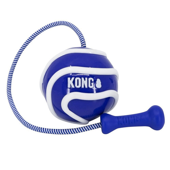 KONG Wavz Bunji Ball Medium 6cm – Floating Dog Ball with Elastic Rope, Durable Red Design