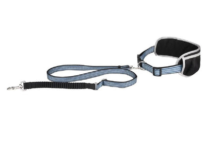 Flamingo Rono Jogging Leash – Cushioned Blue Dog Leash with Adjustable Hip Belt and Storage Pockets