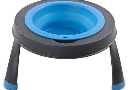 Dexas Popware Collapsible Raised Feeder 946ml – Foldable Elevated Dog Bowl, Fuchsia, Space-Saving Design