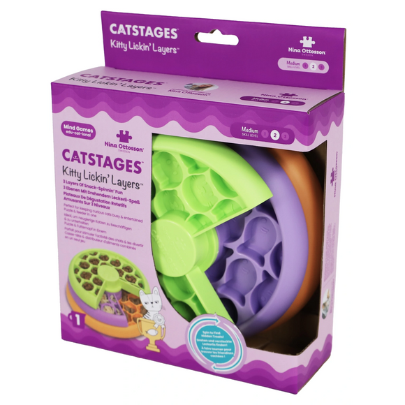 Nina Ottosson Lickin' Layers Kitty Level 2 – Interactive Cat Toy with Rotating Treat Layers