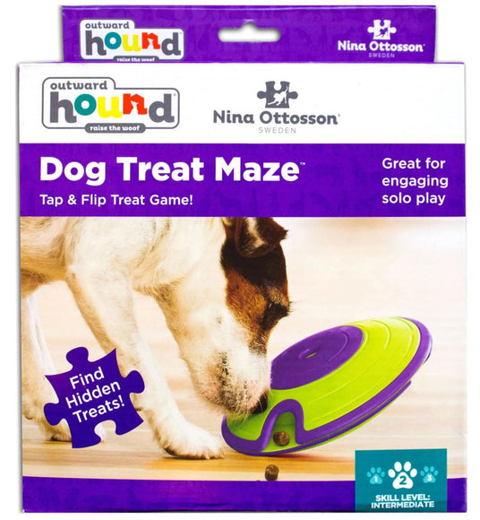 Nina Ottosson Treat Maze Puzzle Toy – Interactive Green Level 2 Enrichment Feeder