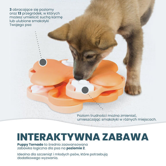 Nina Ottosson Puppy Tornado – Interactive Level 2 Puzzle Game, Durable Spinning Treat Dispenser