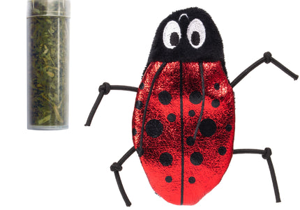 KONG Cat Refillables Catnip Ladybug – Shiny Plush Toy with Refillable Catnip Pouch