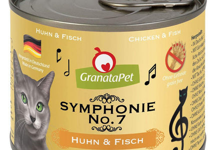 GranataPet Symphonie No. 7 Cat Food – High-Meat Chicken and Fish Recipe, 200g Can