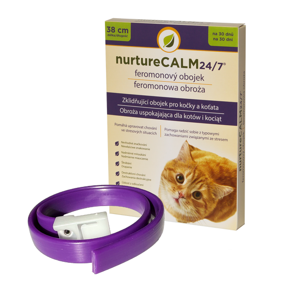 nurtureCALM 24/7 Cat Calming Collar – 38cm Adjustable Pheromone-Infused Design, Stress Relief