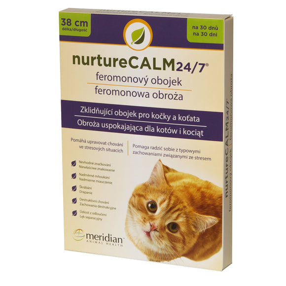 nurtureCALM 24/7 Cat Calming Collar – 38cm Adjustable Pheromone-Infused Design, Stress Relief
